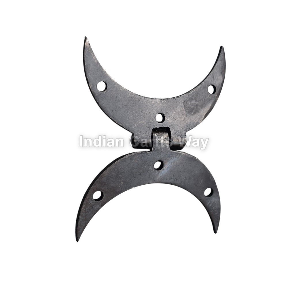 Hand Forged Medieval Iron Mini Moon Design Hinge. 
