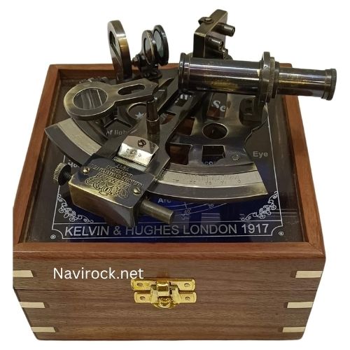 Antique Brass Marine Sextant 4 Inch Vintage Kelvin & Hughes 1917 Educational Nautical Tool