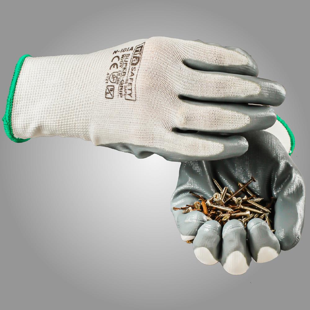 Nitrile Coated Gloves Grey White Premium Quality