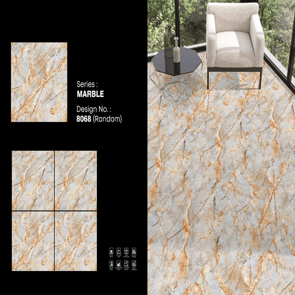 Digital Floor Porcelain Tiles - Color: White