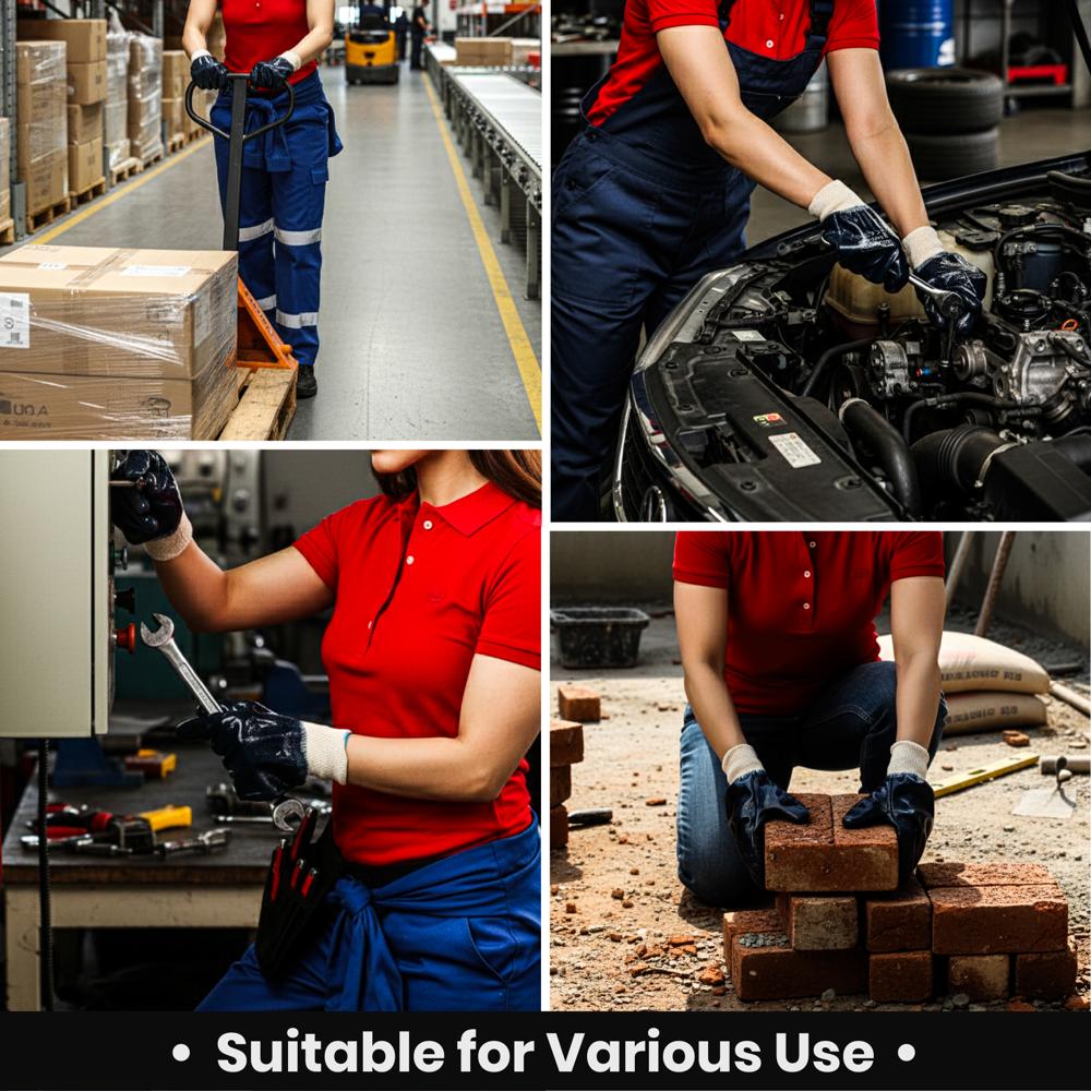 N602 Heavy Duty Nitrile Dipped Gloves Hosiery Cuff