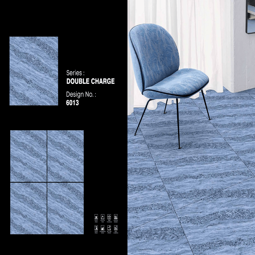 600X600 Double Charge Porcelain Tiles - Color: Blue