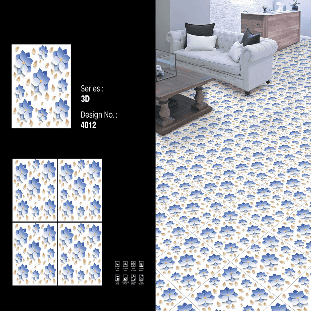 3D Porcelain Tiles - Color: Blue