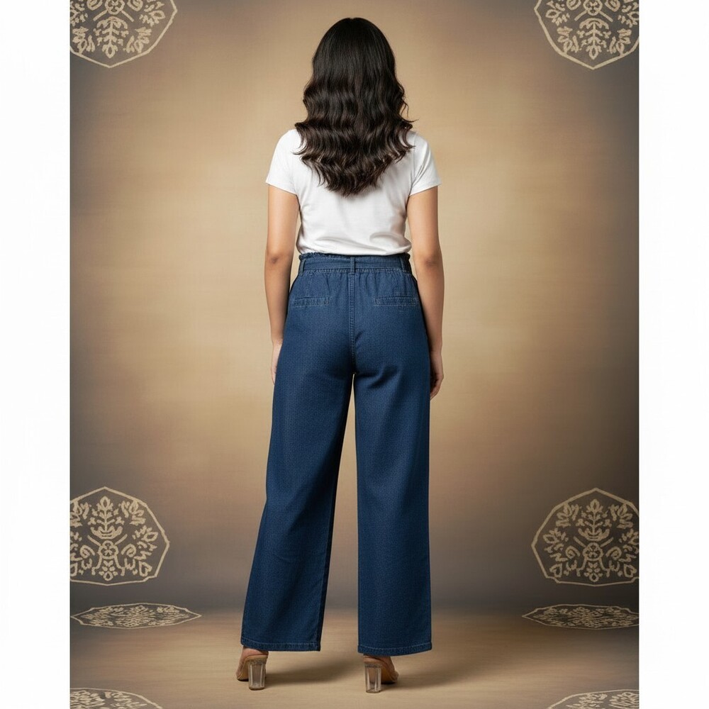 Blue Cargo Jeans With Belt