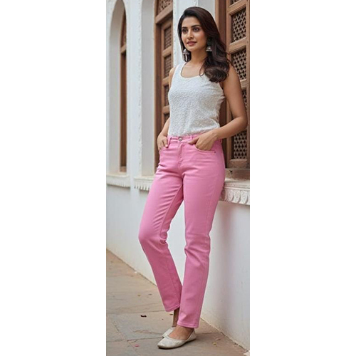 Pink Color Women Denim Jeans