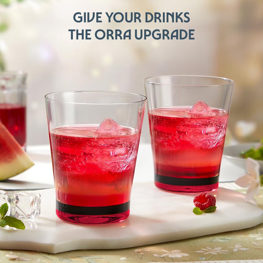 Borosil 300ml x 6pc Orra Red Glass Set | Tumblers with Color Base | Stylish Drinking Glasses for Water, Juice & Soft Drinks | Elegant Glassware for Home, Parties & Gifting BGFGSD00044
