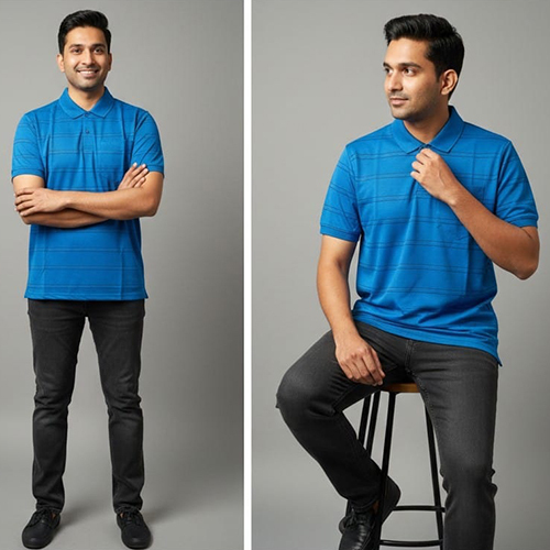 Mens Blue Front Pocket T Shirts