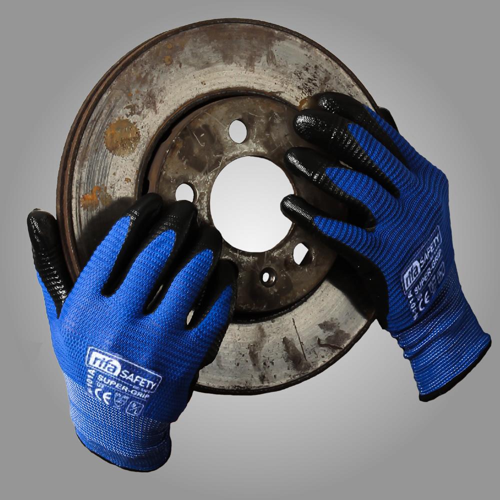 N101U3 Super Grip Blue/Black Wave Nitrile Coated Gloves