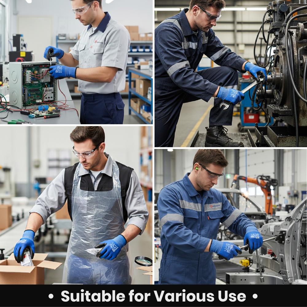 N101U3 Super Grip Blue/Black Wave Nitrile Coated Gloves