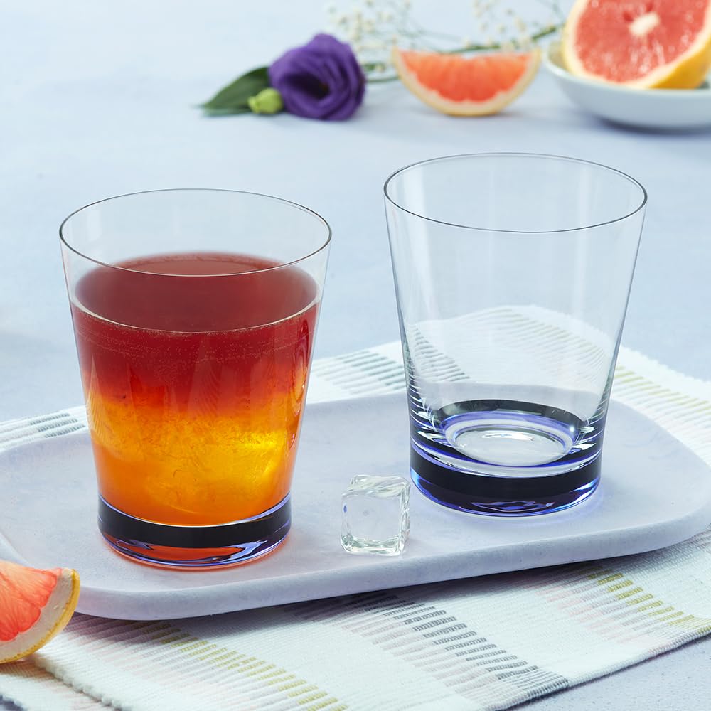 Borosil 250ml x 6pc Orra Purple Glass Set | Tumblers with Color Base | Stylish Drinking Glasses for Water, Juice & Soft Drinks | Elegant Glassware for Home, Parties & Gifting BGFGSD00056