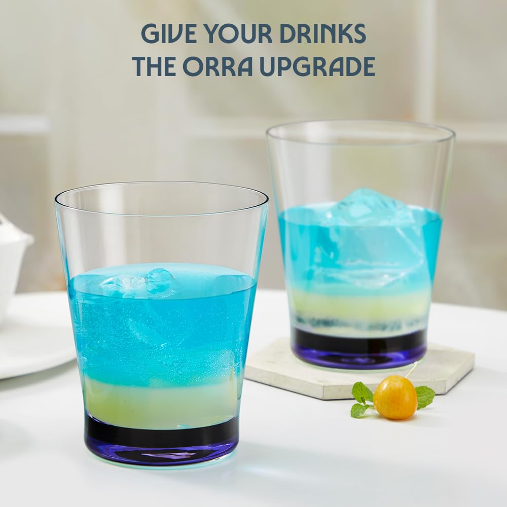 Borosil 250ml x 6pc Orra Purple Glass Set | Tumblers with Color Base | Stylish Drinking Glasses for Water, Juice & Soft Drinks | Elegant Glassware for Home, Parties & Gifting BGFGSD00056