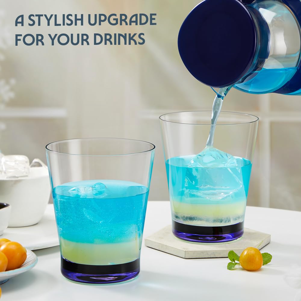 Borosil 250ml x 6pc Orra Purple Glass Set | Tumblers with Color Base | Stylish Drinking Glasses for Water, Juice & Soft Drinks | Elegant Glassware for Home, Parties & Gifting BGFGSD00056