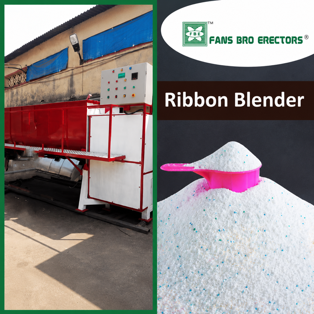 Industrial Ribbon Blender Machine - Stainless Steel, 2000 L Capacity, Double Helical Ribbon Mixing, Manual/Automatic Discharge