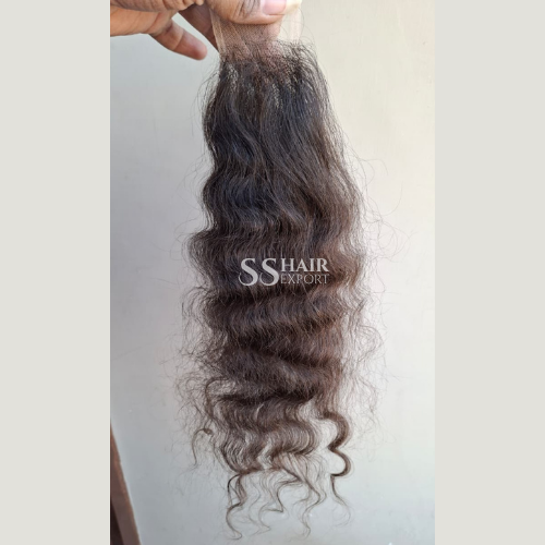 Natural Brown 2x6 Closure Lace Sew In Free Part | Curly Indian Human Hair