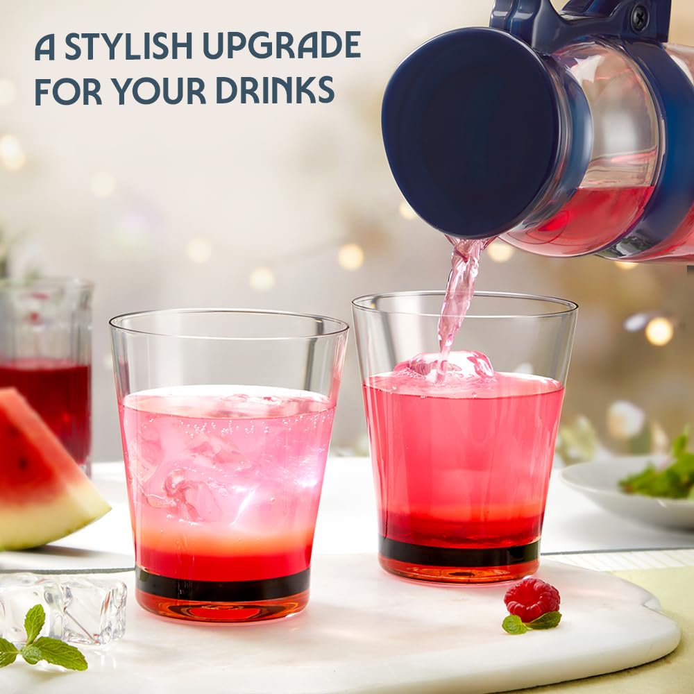 Borosil 250ml x 6pc Orra Orange Glass Set | Tumblers with Color Base | Stylish Drinking Glasses for Water, Juice & Soft Drinks | Elegant Glassware for Home, Parties & Gifting BGFGSD00055