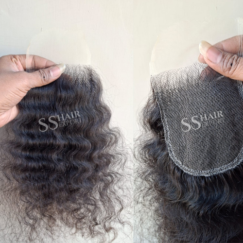 Natural Curly 4x4 Closure Lace Sew In Free Part | Virgin Human Hair For Wigs Indian Wholesaler