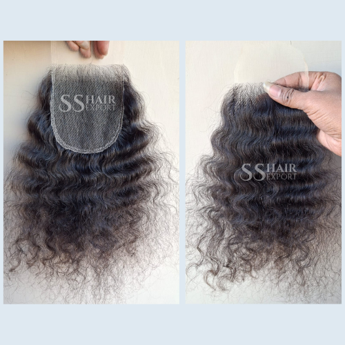 Natural Curly 4x4 Closure Lace Sew In Free Part | Virgin Human Hair For Wigs Indian Wholesaler