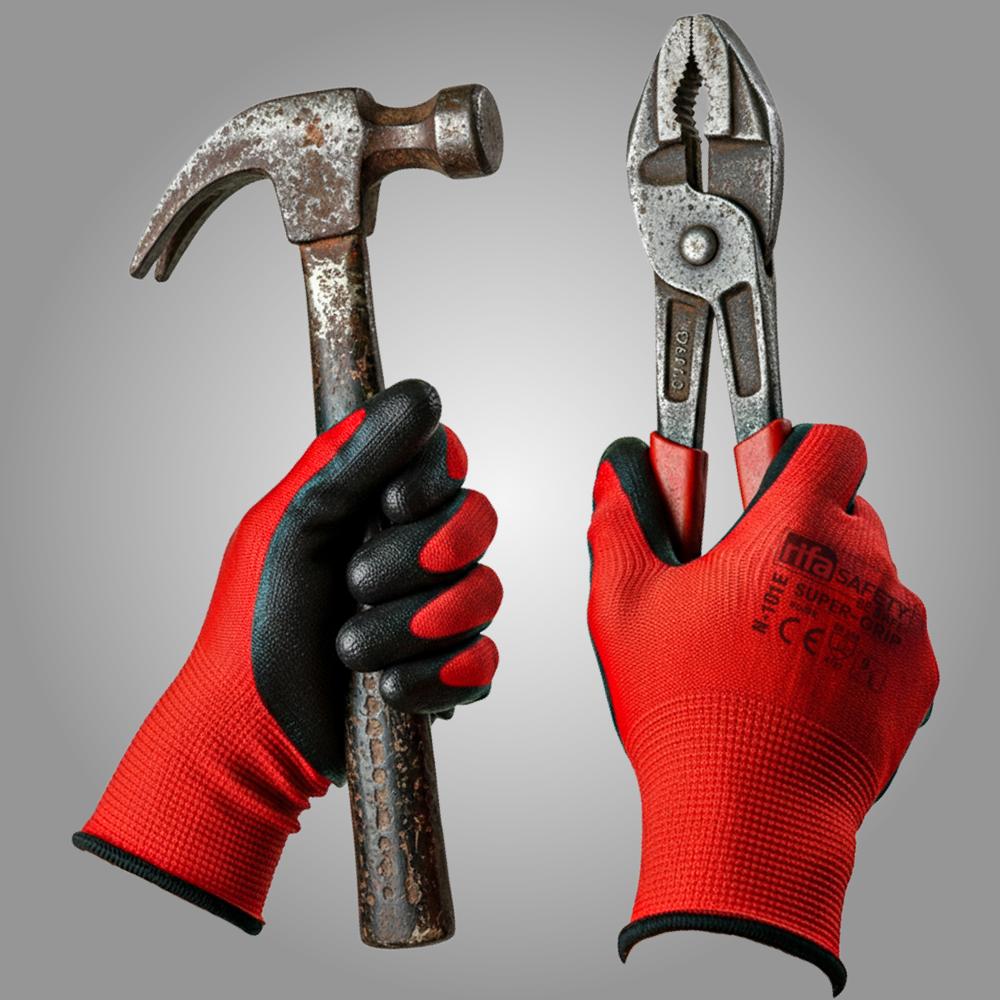 N101E Super Grip Nitrile Coated Gloves Coloured Liner & Coating