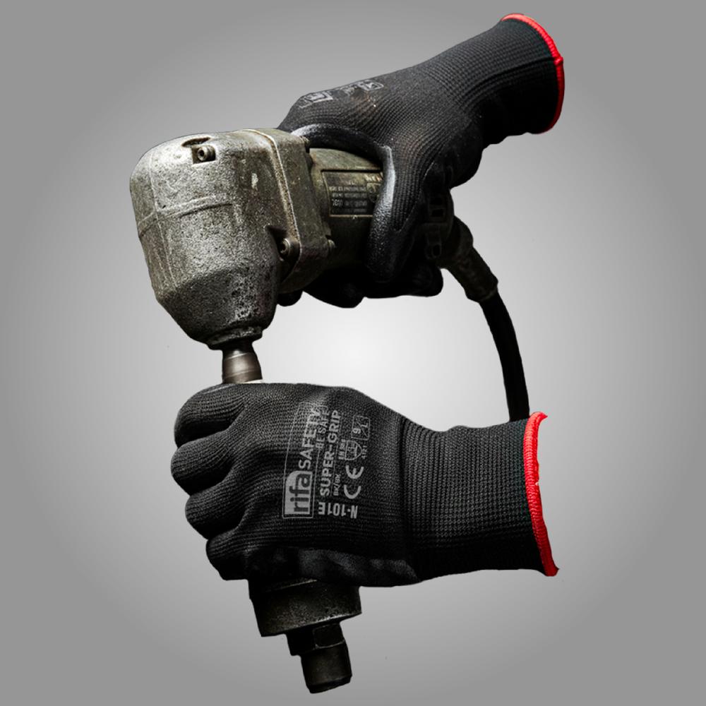 N101E Super Grip Nitrile Coated Gloves Coloured Liner & Coating