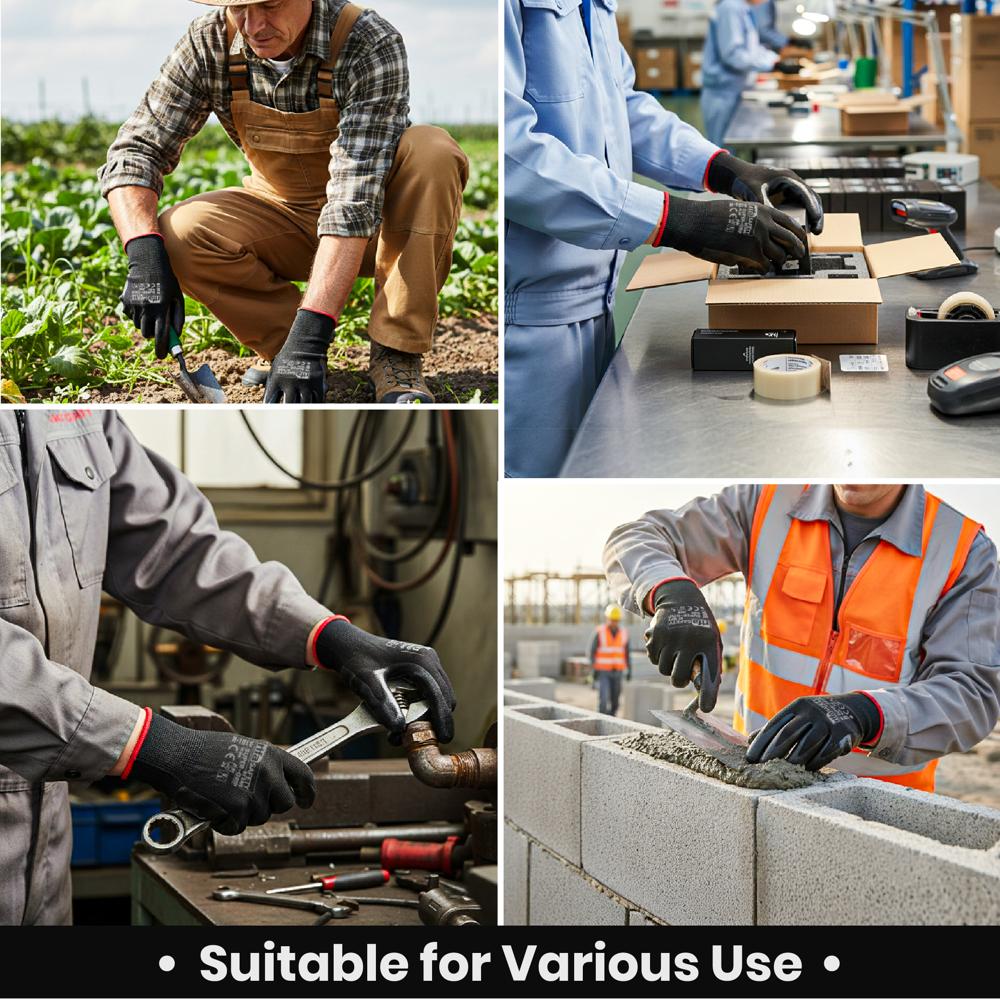 N101E Super Grip Nitrile Coated Gloves Coloured Liner & Coating