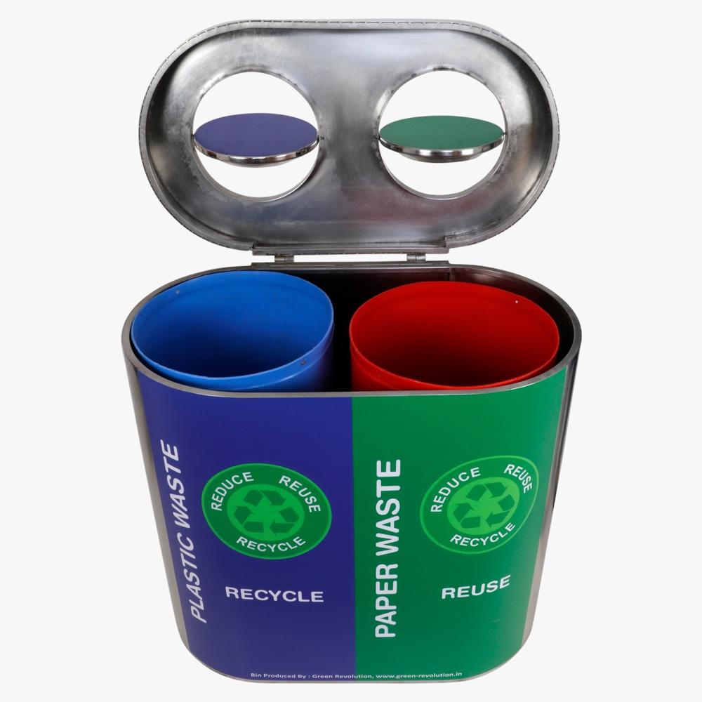 Color Coded Waste Bin Stainless Steel Duo 60L