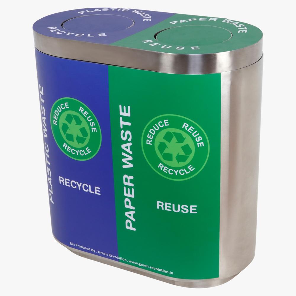 Color Coded Waste Bin Stainless Steel Duo 60L