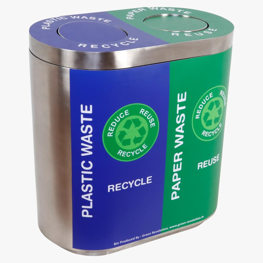 Color Coded Waste Bin Stainless Steel Duo 60L