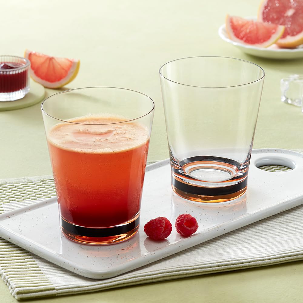 Borosil 300ml x 6pc Orra Orange Glass Set | Tumblers with Color Base | Stylish Drinking Glasses for Water, Juice & Soft Drinks | Elegant Glassware for Home, Parties & Gifting BGFGSD00042