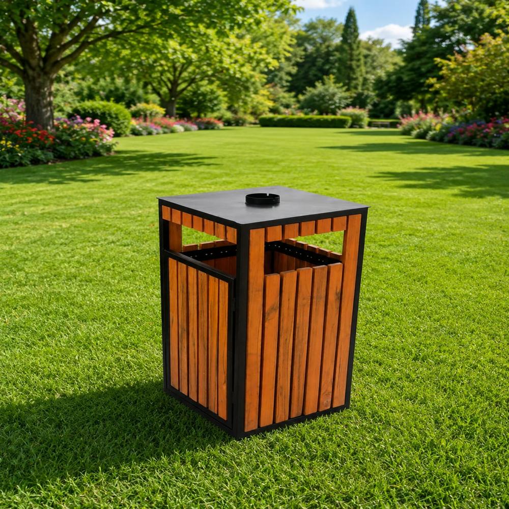 Teak Wood Ash Tray Dustbin 80L