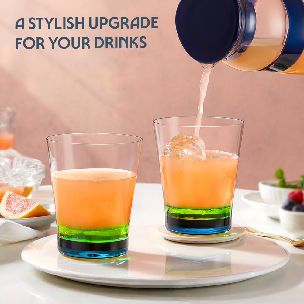 Borosil 250ml x 6pc Orra Blue Glass Set | Tumblers with Color Base | Stylish Drinking Glasses for Water, Juice & Soft Drinks | Elegant Glassware for Home, Parties & Gifting BGFGSD00053