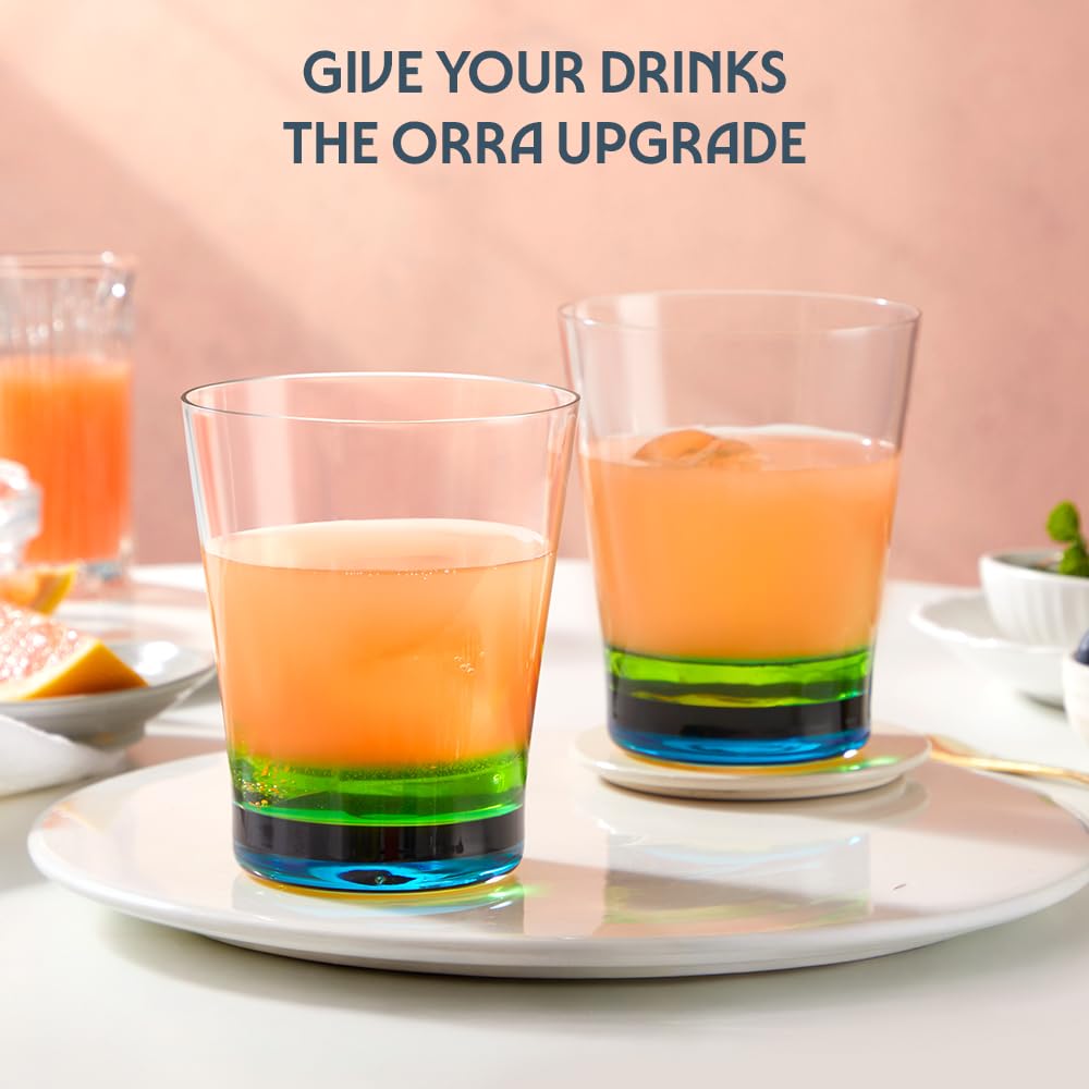 Borosil 300ml x 6pc Orra Blue Glass Set | Tumblers with Color Base | Stylish Drinking Glasses for Water, Juice & Soft Drinks | Elegant Glassware for Home, Parties & Gifting
