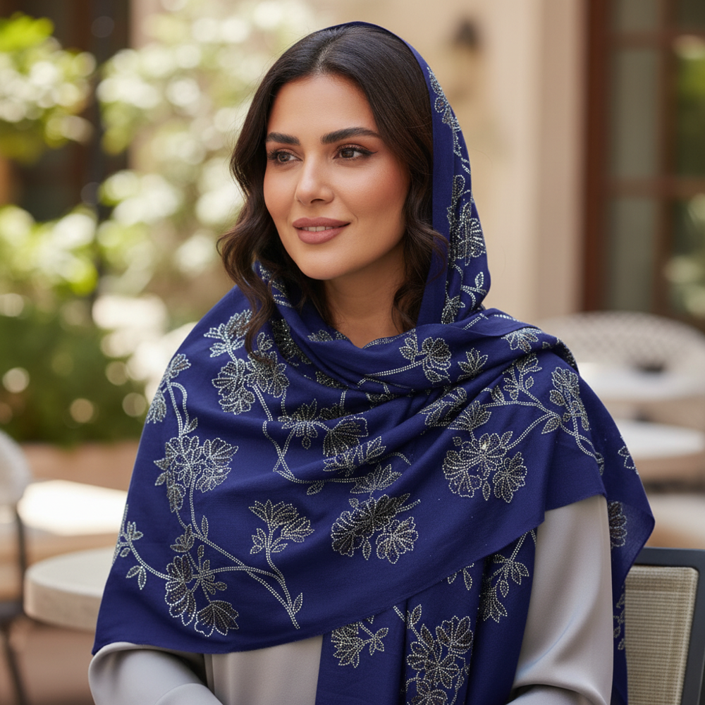 Merino wool All over multi color swasrosvki work Stoles