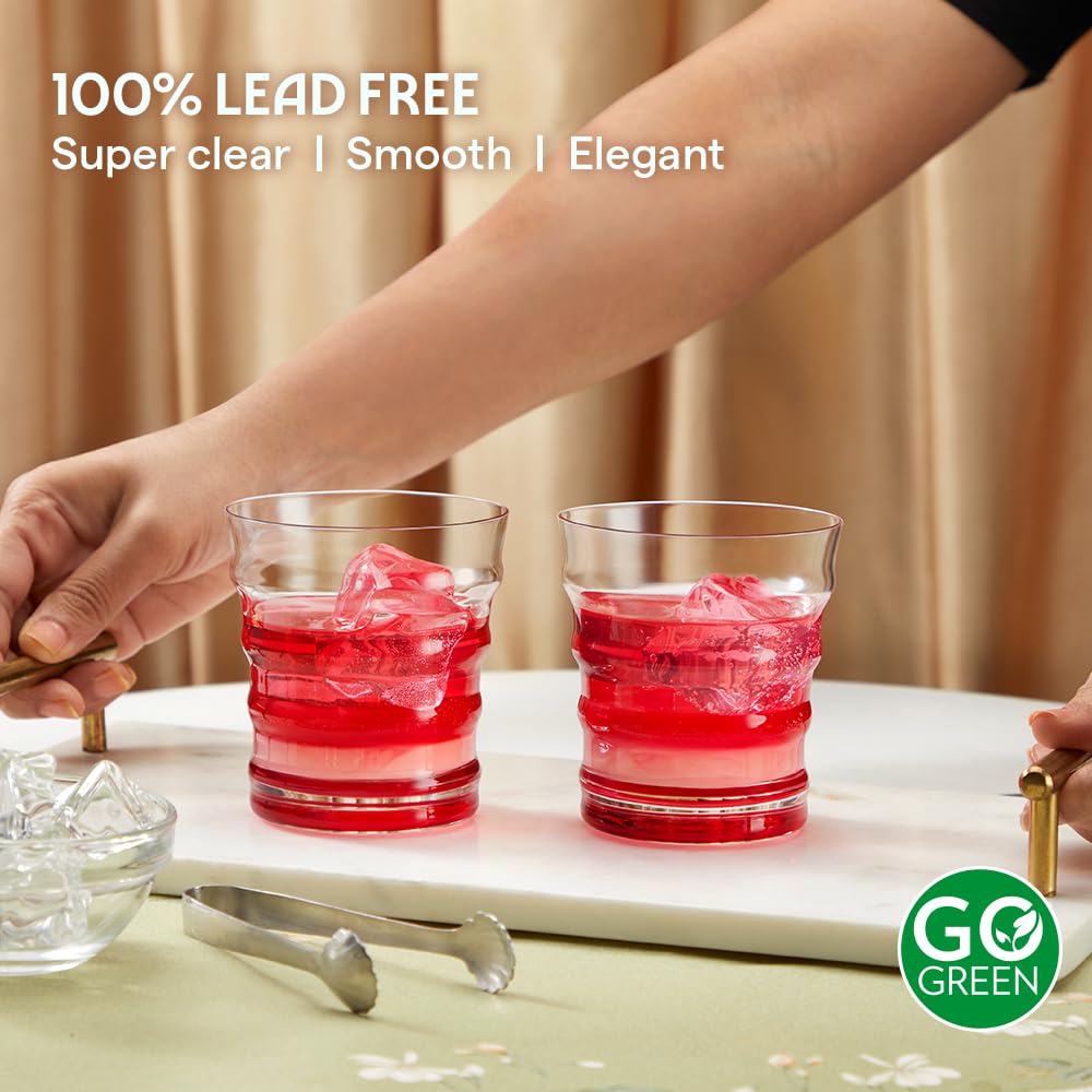 Borosil 250ml x 2pc Diana Red Glass Set | Tumblers with Color Base | Stylish Drinking Glasses for Water, Juice & Soft Drinks | Elegant Glassware for Home, Parties & Gifting BGFGSD00023