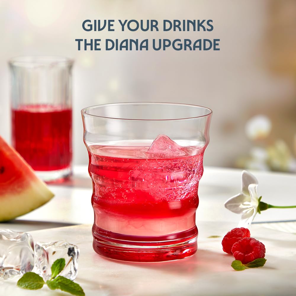 Borosil 250ml x 2pc Diana Red Glass Set | Tumblers with Color Base | Stylish Drinking Glasses for Water, Juice & Soft Drinks | Elegant Glassware for Home, Parties & Gifting BGFGSD00023