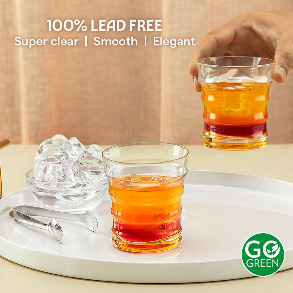Borosil 250ml x 2pc Diana Yellow Glass Set | Tumblers with Color Base | Stylish Drinking Glasses for Water, Juice & Soft Drinks | Elegant Glassware for Home, Parties & Gifting BGFGSD00024