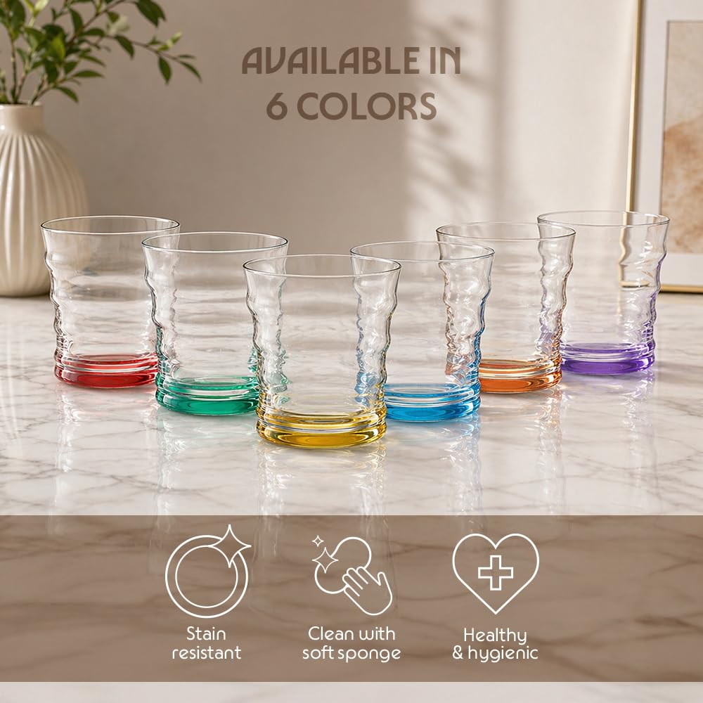 Borosil 250ml x 2pc Diana Purple Glass Set | Tumblers with Color Base | Stylish Drinking Glasses for Water, Juice & Soft Drinks | Elegant Glassware for Home, Parties & Gifting BGFGSD00022