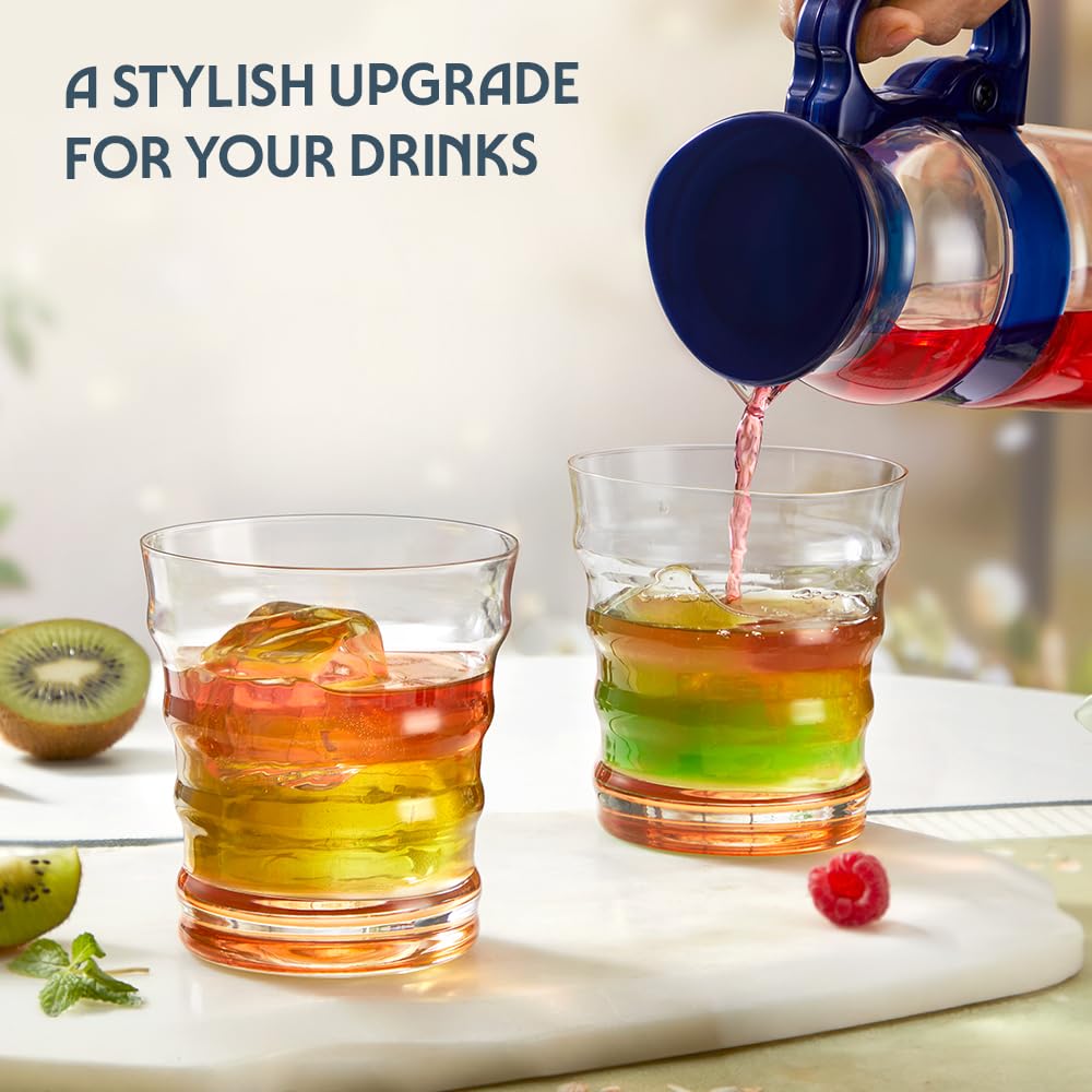 Borosil 250ml x 2pc Diana Orange Glass Set | Tumblers with Color Base | Stylish Drinking Glasses for Water, Juice & Soft Drinks | Elegant Glassware for Home, Parties & Gifting BGFGSD00021