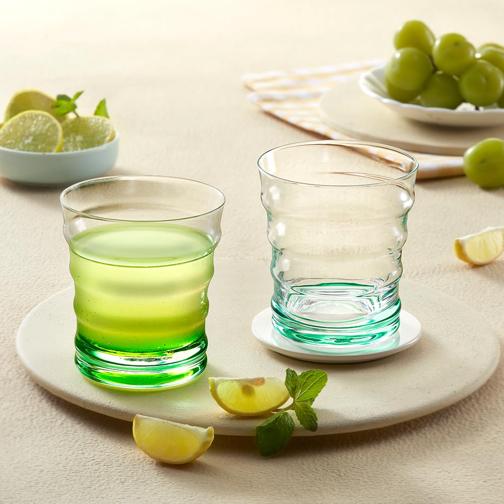 Borosil 250ml x 2pc Diana Green Glass Set