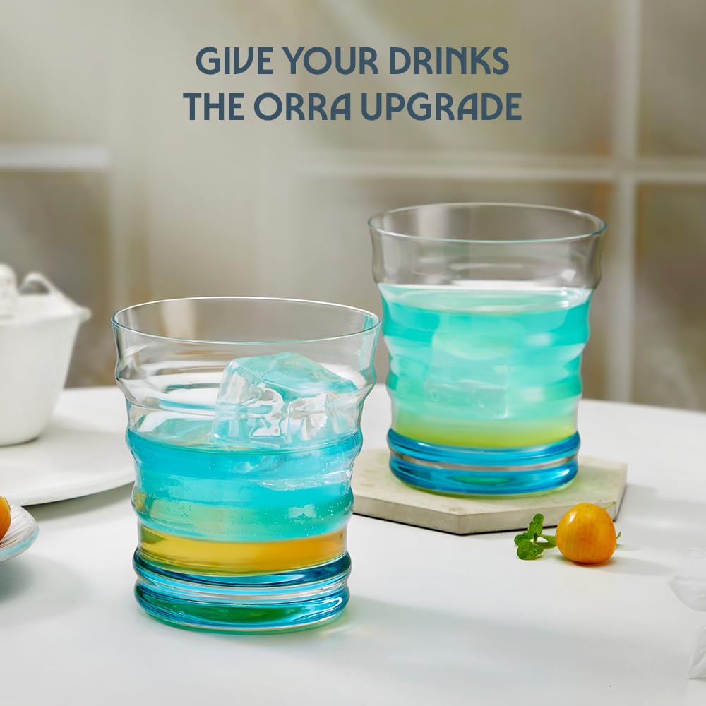 Borosil 250ml x 6pc Diana Blue Glass Set | Tumblers with Color Base | Stylish Drinking Glasses for Water, Juice & Soft Drinks | Elegant Glassware for Home, Parties & Gifting