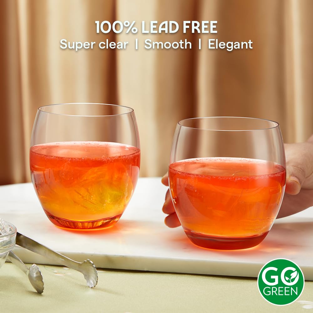 Borosil 250ml x 6pc Bliss Red Glass Set | Tumblers with Color Base | Stylish Drinking Glasses for Water, Juice & Soft Drinks | Elegant Glassware for Home, Parties & Gifting BGFGSD00051