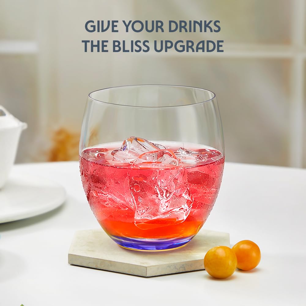 Borosil 400ml x 2pc Bliss Purple Glass Set | Tumblers with Color Base | Stylish Drinking Glasses for Water, Juice & Soft Drinks | Elegant Glassware for Home, Parties & Gifting  BGFGSD00017