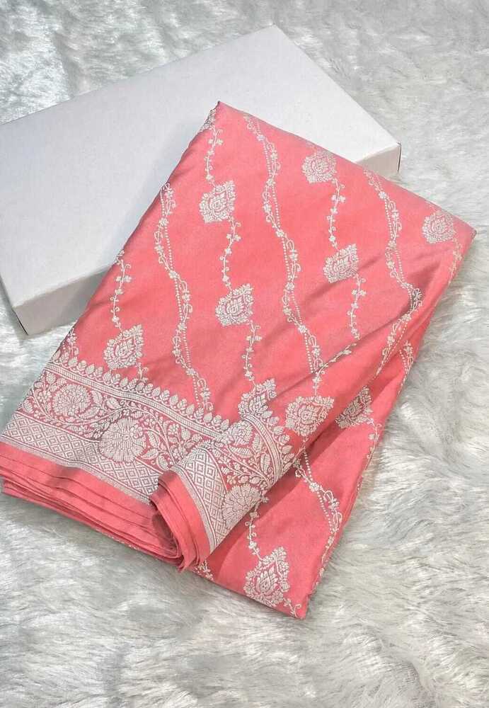 Blush Pink Banarasi Laheriya Buti Mashru Silk Saree