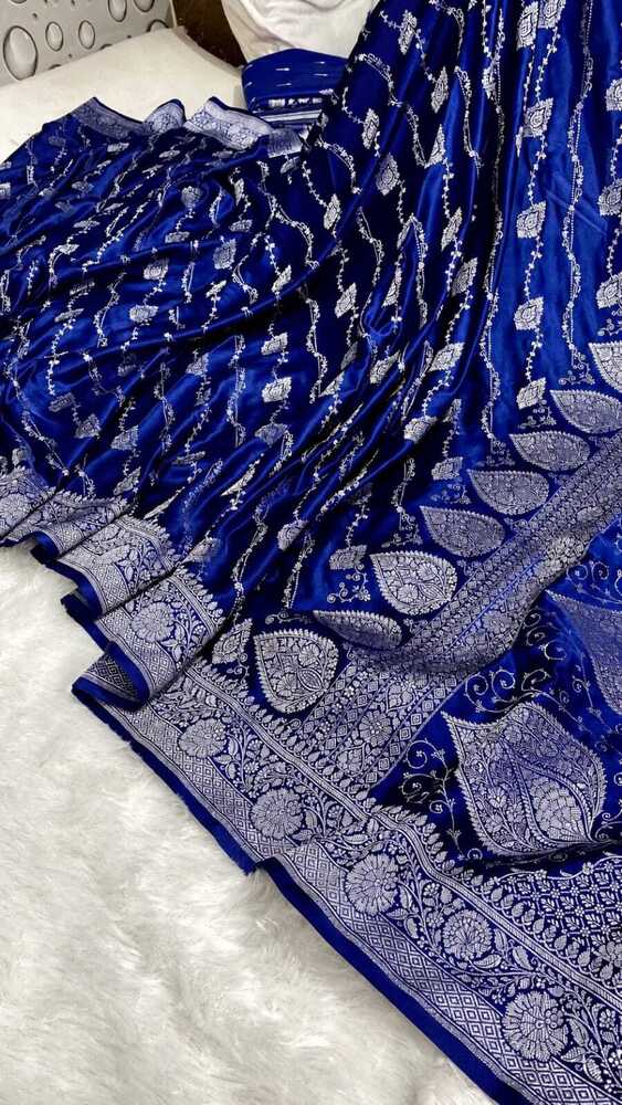 Royal Blue Banarasi Laheriya Buti Mashru Silk Saree