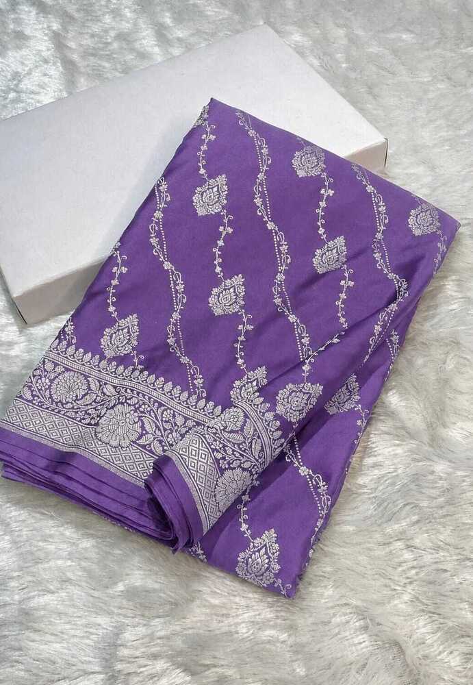 Lavender Purple Banarasi Laheriya Buti Mashru Silk Saree