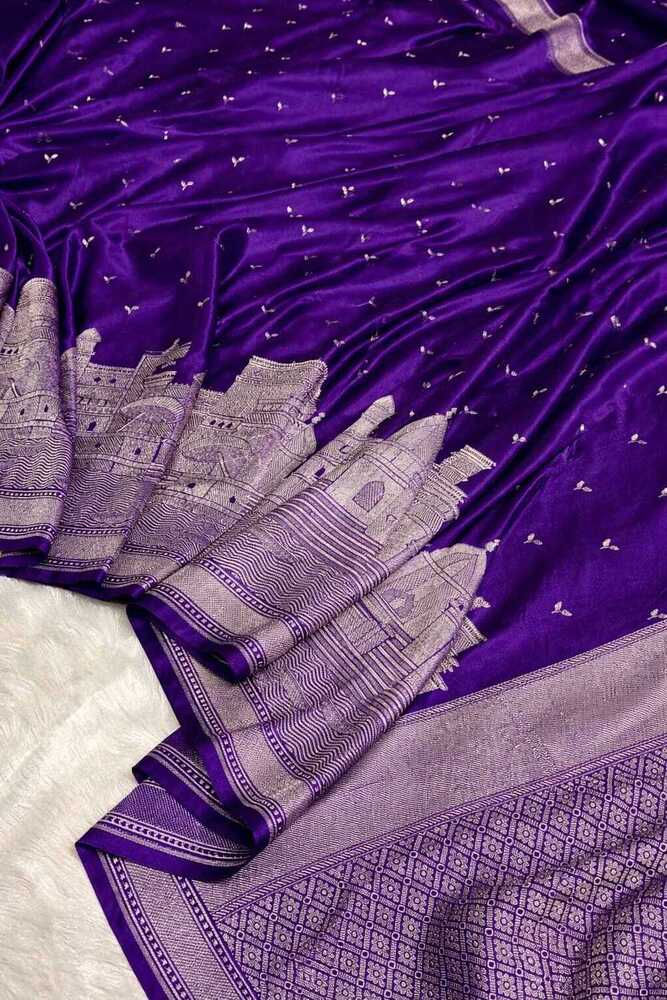 Royal Purple Banarasi Jhanki Border Mashru Silk Saree