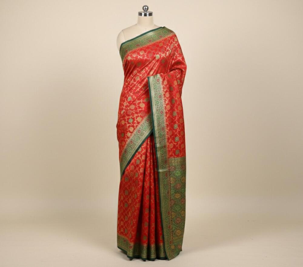 Banarasi Dupien Silk Meenakari Rich Pallu Saree