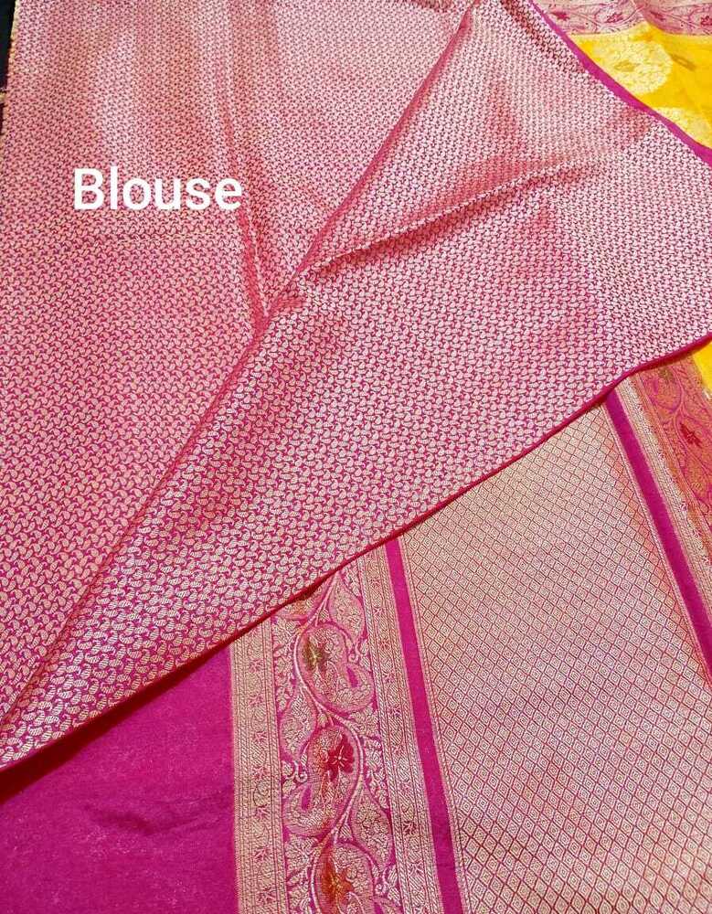 Banarasi Dupien Silk Meenakari Buta Contrast Sare