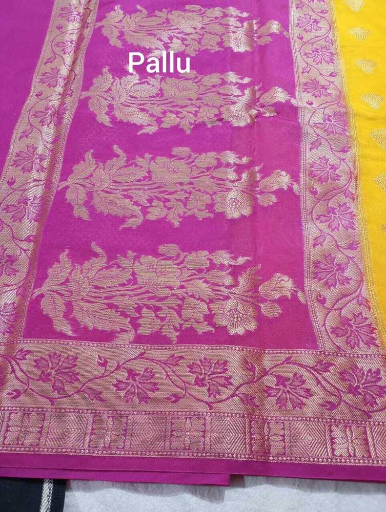 Banarasi Dupien Silk Meenakari Contrast Border Saree