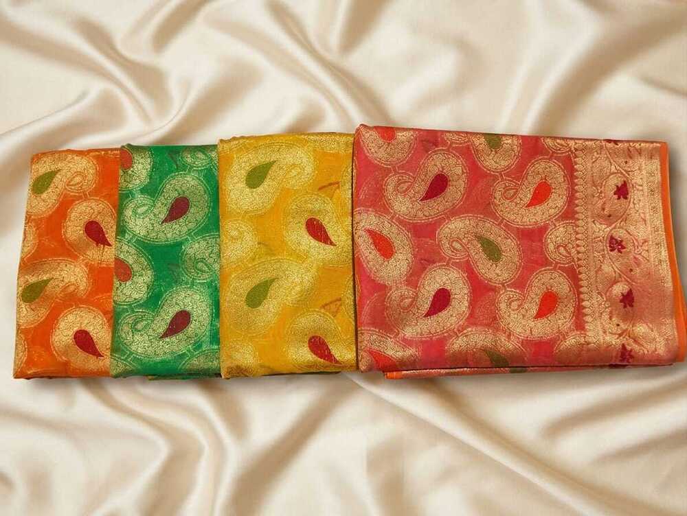 Graceful Floral Banarasi Cotton Silk Meenakari Saree