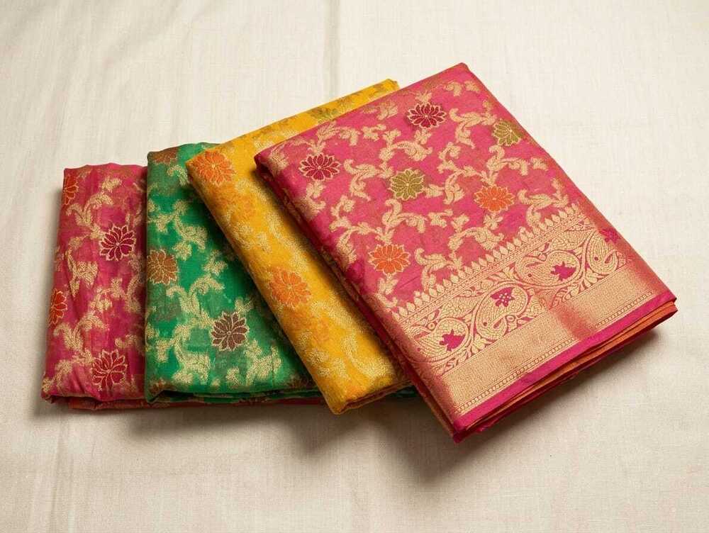 Designer Geometric Banarasi Cotton Silk Meenakari Saree